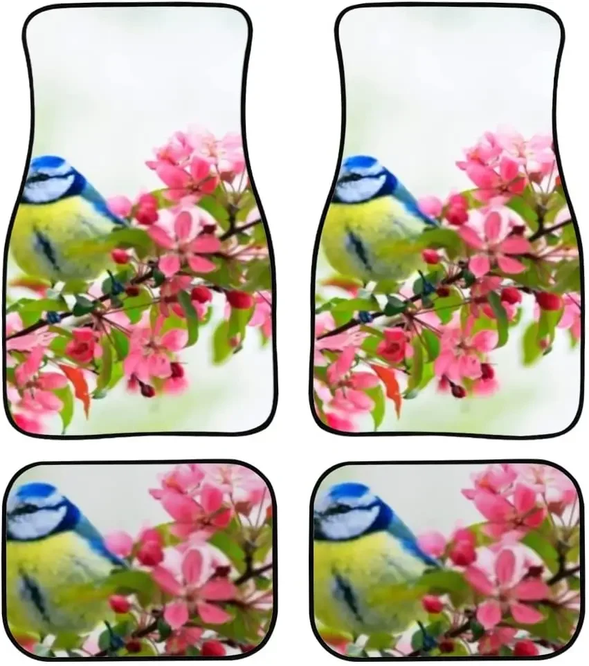 Car Floor Mats Cute Little Bird Tit Sitting On Print Design Carpet Car SUV Truck Floor Mats 4 Pcs, Car Mats