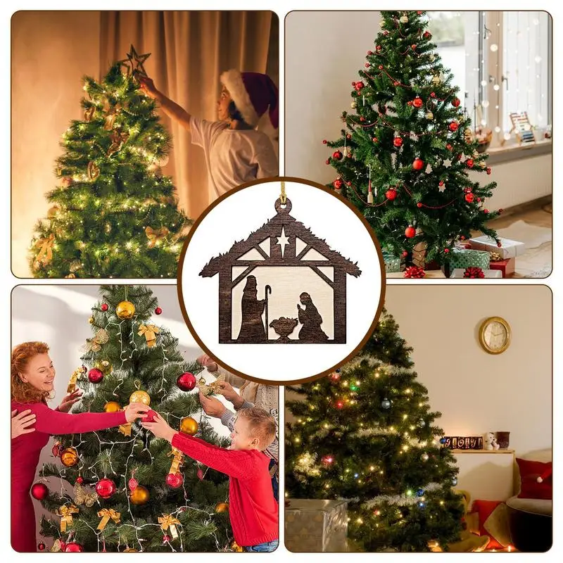 เครื่องประดับคริสต์มาสทางศาสนา House Design Birth Of Jesus Christian Decor คริสเตียนตกแต่งบ้านความงามไม้คริสต์มาส