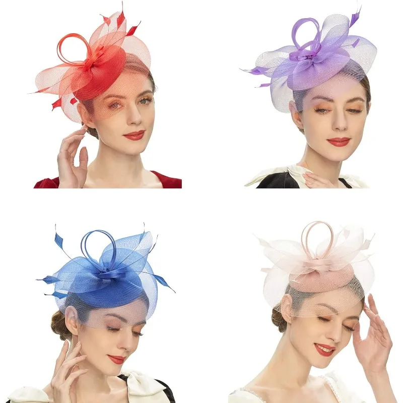 Mode plumes maille Fascinator chapeau exquis élégant mariée bandeau cheveux cerceau doux bandeaux dame