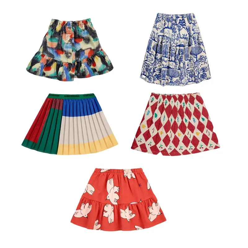 Children's Skirt 24 New Autumn and Winter Girls' Skirt Printed Color Block Skirt Toddler Girl Clothes