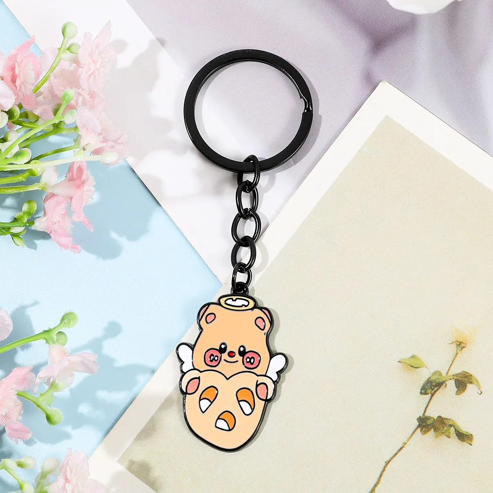 Cute Angel Bear Keychain Pendant Sweet Exquisite Key Chain  Backpack Accessory Cartoon Gift for Boys And Girls