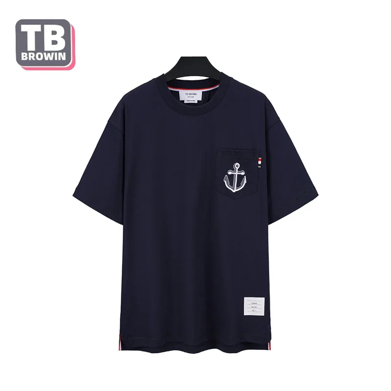 TB YJ01 tide brand half-sleeve four-bar men's striped cotton summer round neck short-sleeved T-shirt casual trend couple wear