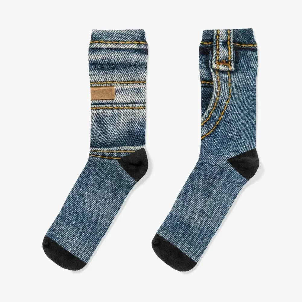 

Front pocket I love bluejeans denim Socks with print Non-slip Soccer custom sports Mens Socks Women's