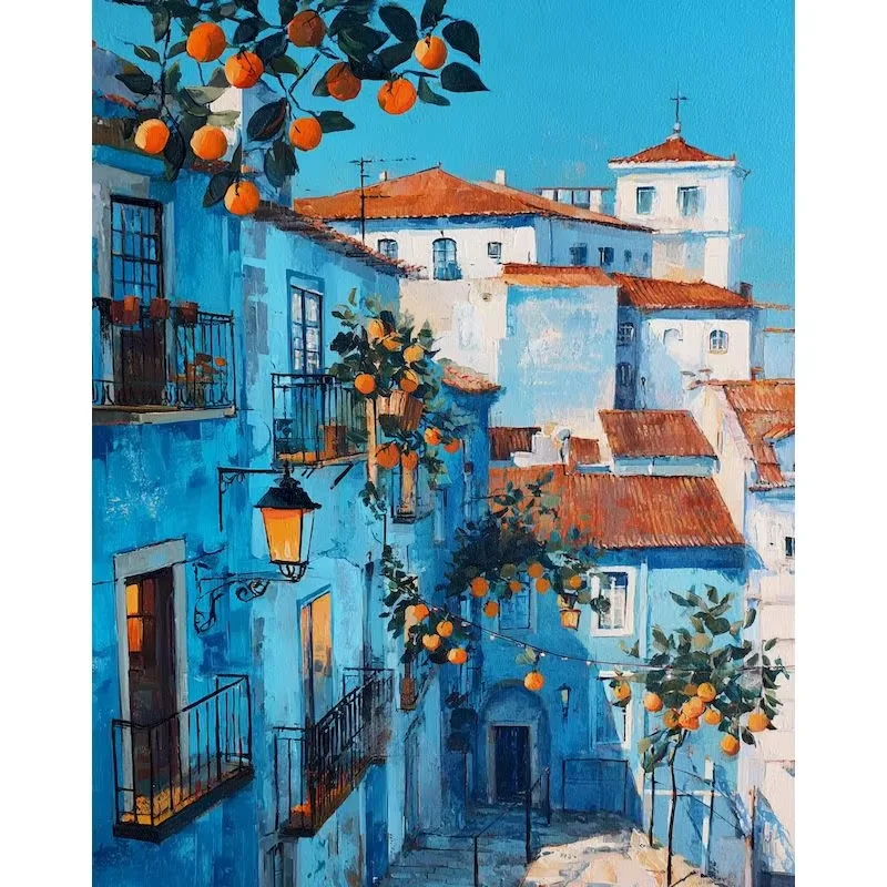 

GATYZTORY City House Painting By Number Scenery Drawing On Canvas DIY Hand Painted Oil Paintings By Numbers Kits Home Decor