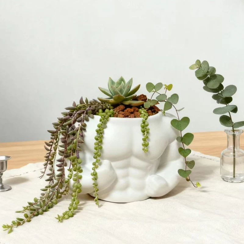 

Креативный цветочный горшок в форме мышечной скульптуры, ваза для зеленых растений, декор для дома, двора, сада, ручная работа, украшение, подарок