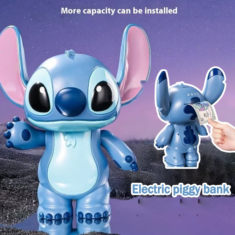

Disney Stitch Large Desktop Ornament With Sound Function Electric Piggy Bank Soft Kids Gift Hand-Made Inspired Action Figure