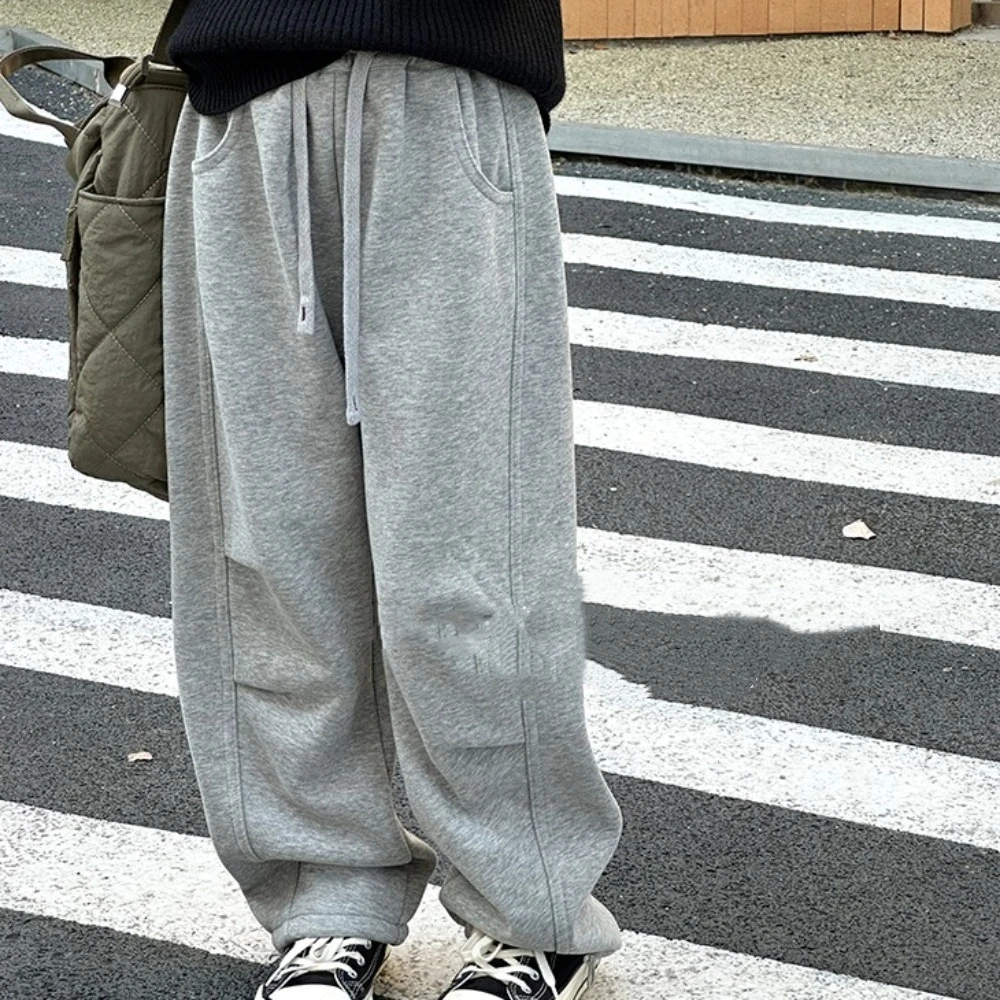 

Personality Pleated Baggy Cargo Pants Drawstring Trousers Wide Leg Pants High Waist Joggers Retro Pants Girl Students