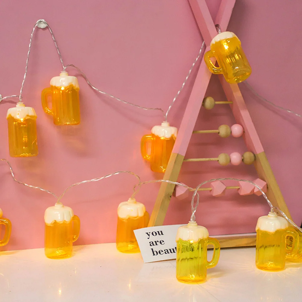 2M 10 Led Beer Mug String Lights Powered Flexible Outdoor Indoor Decorative Lighting For Party Garden Bar Patio Holiday