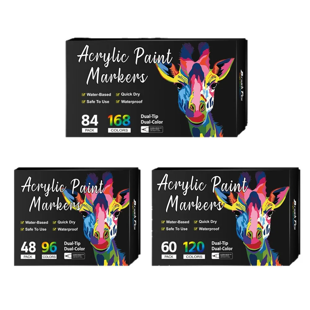 24-168 لون الاكريليك علامات مزدوجة الرأس لينة القلم تلميح 1-4 مللي متر للرسم رسم DIY CD الكتابة على الجدران للأطفال هدية لوازم الفن