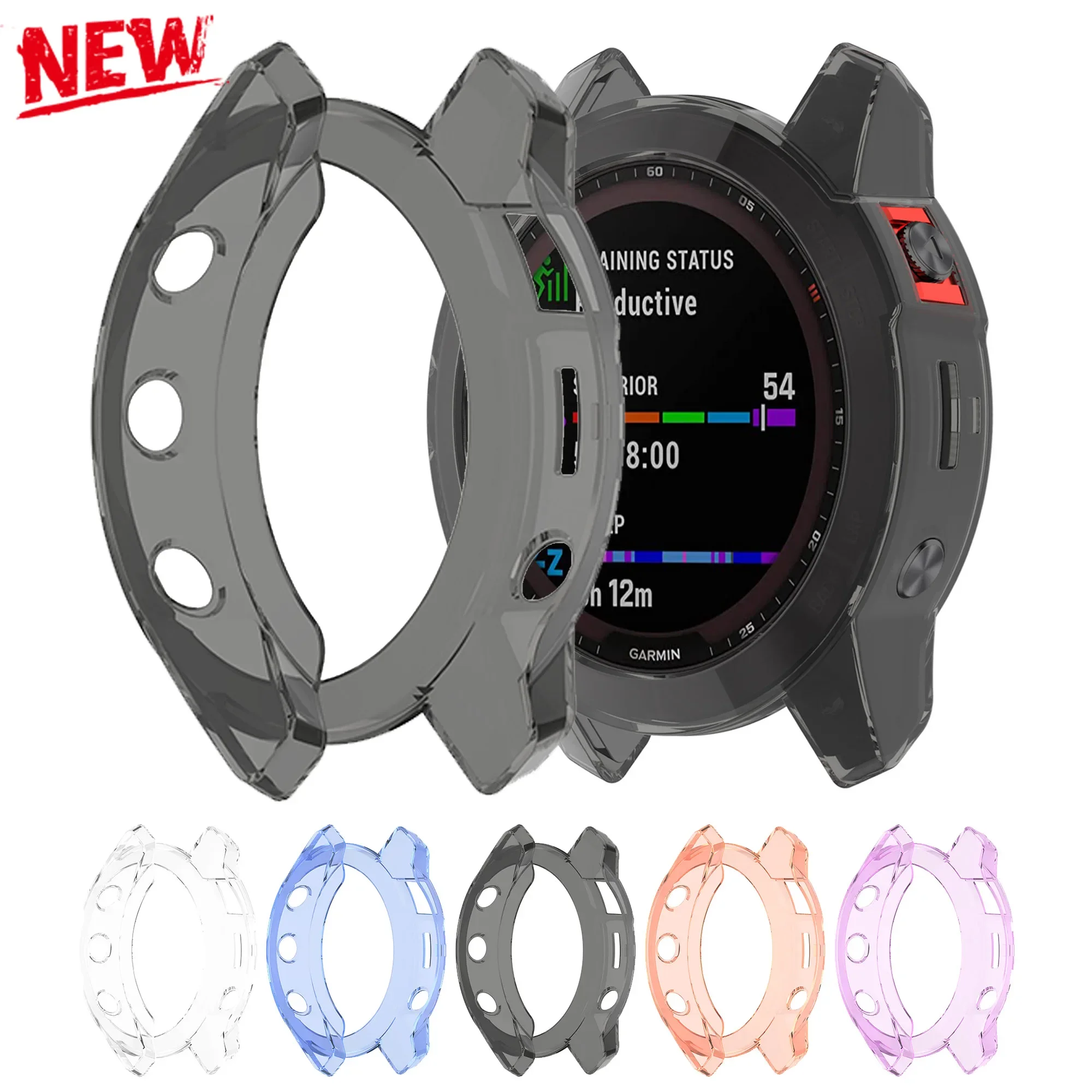 Soft TPU Protector Case for Garmin Fenix 7 7S 7X Pro 6 6S 6X Pro 5 5S 5X Plus Transparent Protective Case for Garmin watch Slim