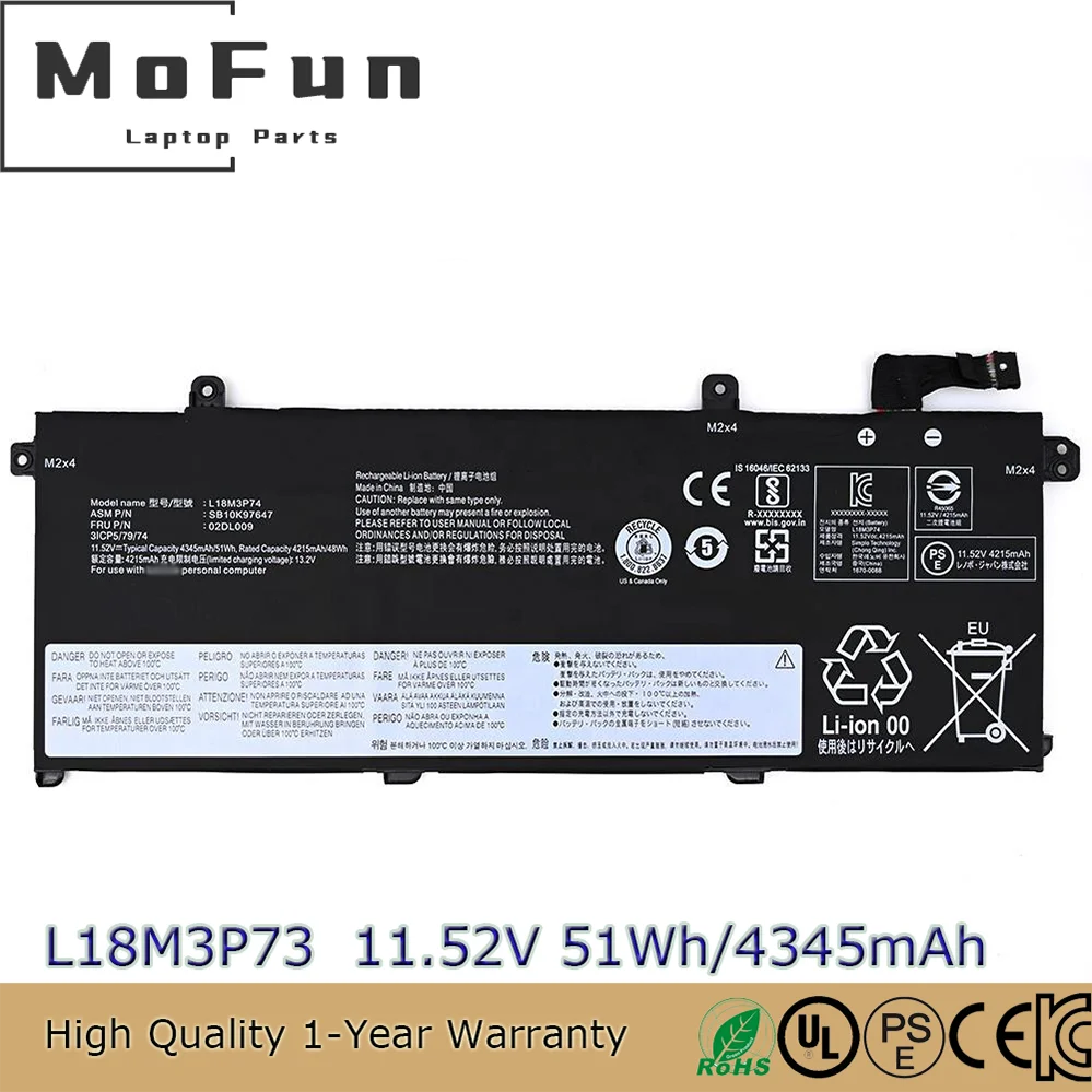 Genuine Quality L18L3P73 L18M3P73 5B10W51830 Battery for Lenovo ThinkPad T490 T495 P14s Gen 1-20S5S05200 P43s 5B10W13905