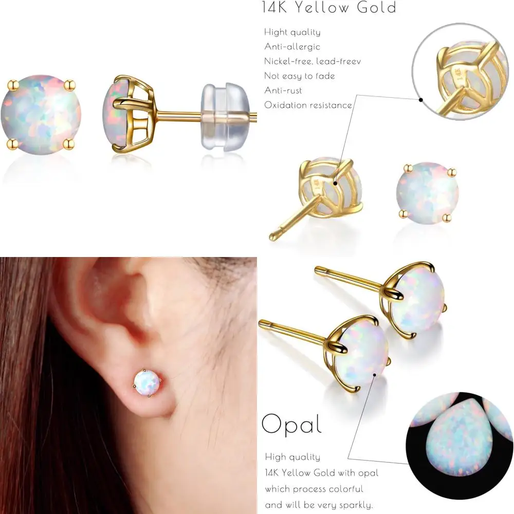 

Женские серьги-гвоздики с золотым опалом и круглым опалом диаметром 6 мм, идеально подходят для повседневного и особых случаев, вечеринок и свадебного ношения.