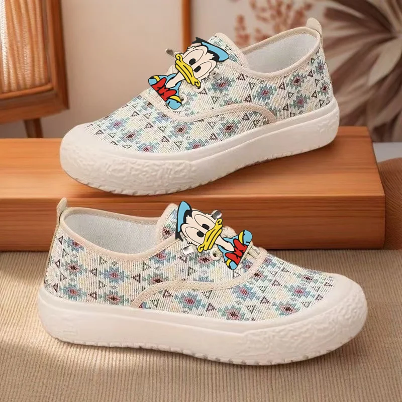 

Нескользящие кроссовки на мягкой подошве с Микки Маусом для мальчиков, весенне-осенняя новая парусиновая обувь, повседневная обувь для девочек с Минни Маус Диснеем