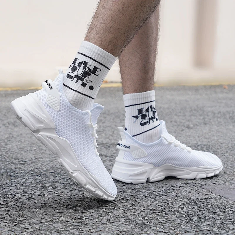 

Мужские кроссовки большого размера на толстой подошве, увеличивающие рост, дышащая сетка на шнуровке, всесезонная уличная повседневная спортивная обувь