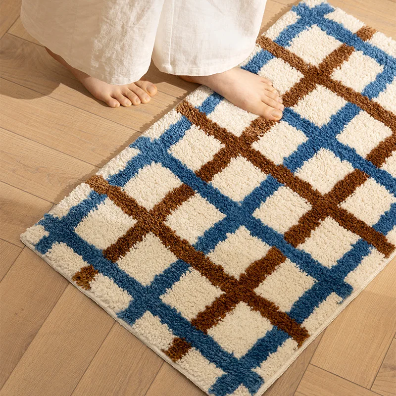 

Non-Slip Grid Absorbent Bath Mat QuickDry Floor Rug for Bathroom Shower Room Entrance Soft Waterproof Anti-Skid Toilet Floor Pad