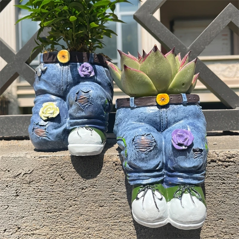 Jeans Planter Resin Jeans Shaped Flower Pots Resin Jeans Shaped Succulents Planter Pots Jeans Flower Pots for Office