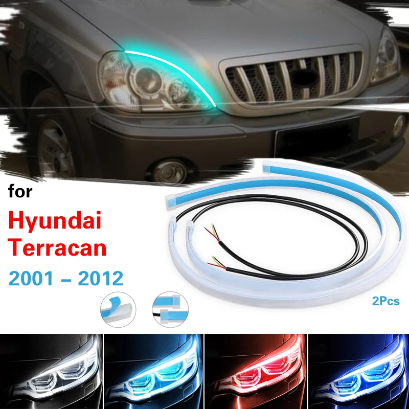 

2pcs LED For Hyundai Terracan 2001-2012 Car Daytime Running Light Waterproof Strip Auto Headlights White Turn Signal Lights 12V