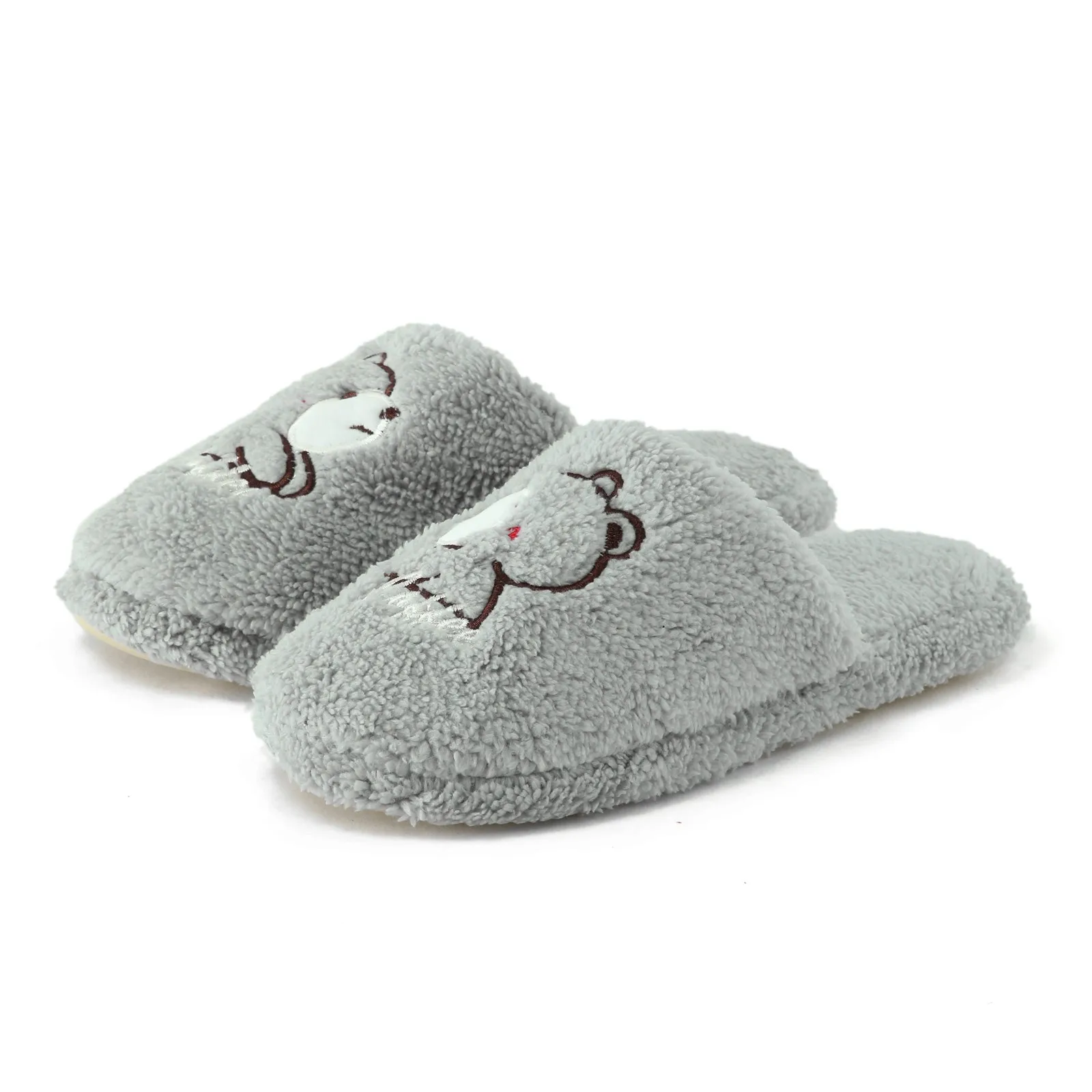 Cute Womens House Slippers Memory Foam Ladies Cartoon Embroidered Bedroom Slippers Cotton Bunny Slippers For Women Size 9-11