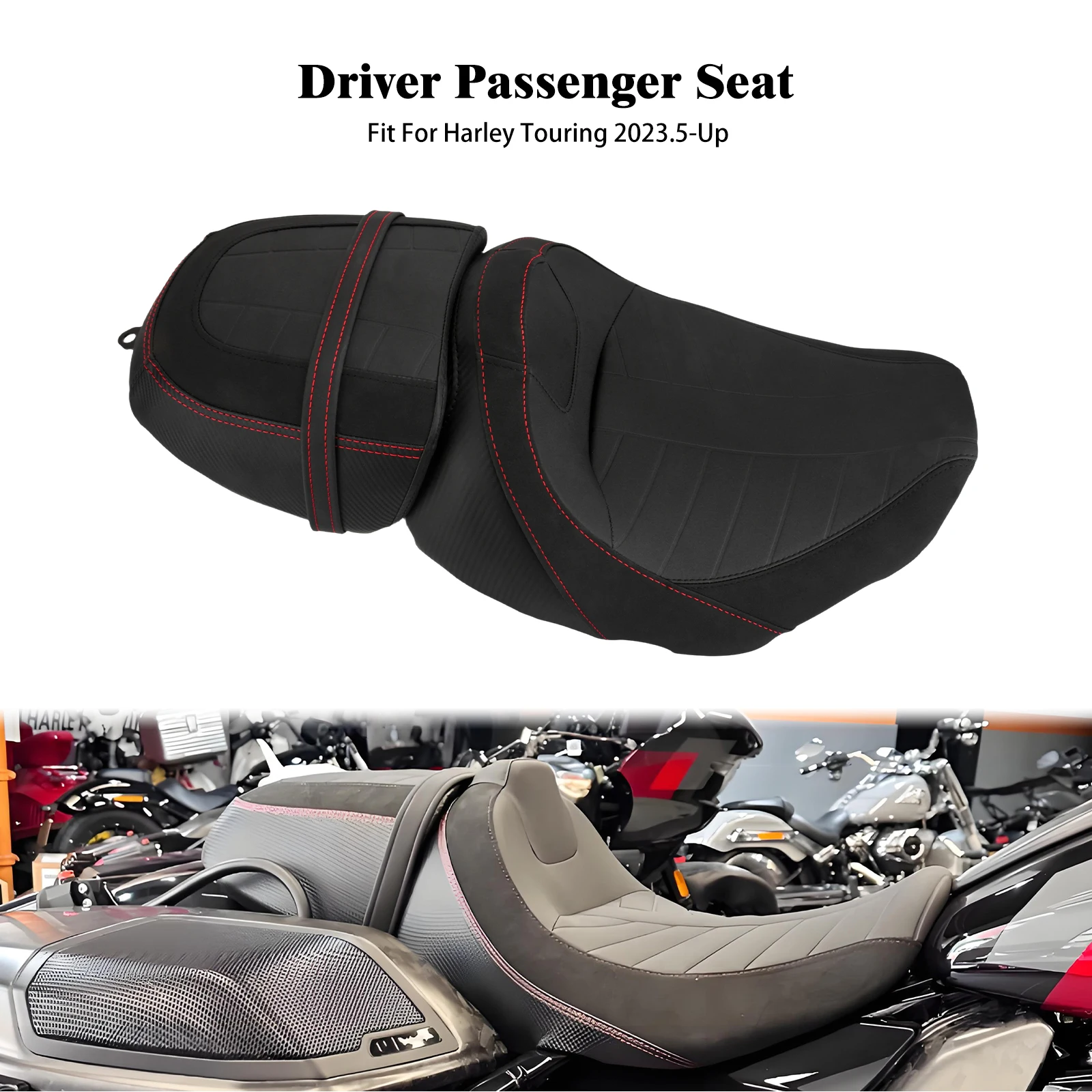

Motorcycle Driver Passenger 2-Up Seat For Harley Touring Street Road Glide FLHXSE FLTRXSE 2023-26 FLTRXSTSE 2024-Up FLHXU 2025