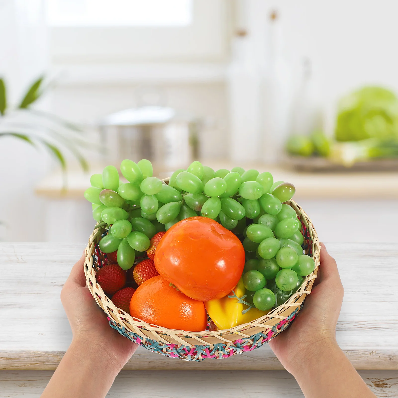

Bamboo Woven Basket Style Desktop Organizer Small Storage Basket for Snacks Fruits and Sundries Small Storage Baskets