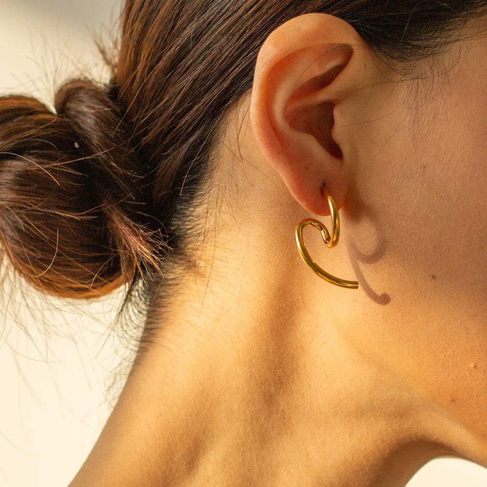 

Stainless Steel PVD 18K Gold Plated Tarnish Irregular Waved Earrings For Woman Jewelry Wholesale Summer Trendy