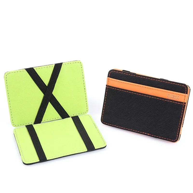 Women Men Magic Wallets Mini Ultra Thin PU Leather Small Coin Purses Short Business Credit Card Holder Clutch Bag Case Pouch