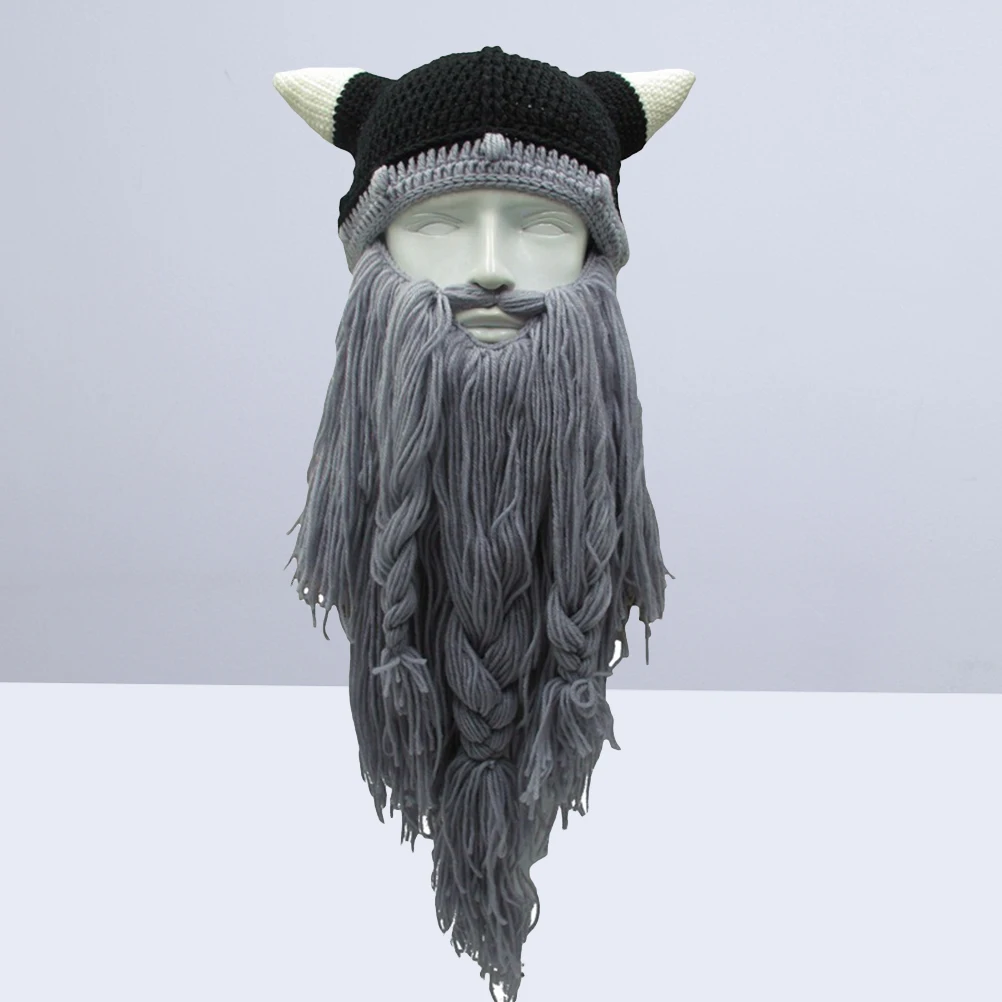 

Festival Horn Cap Ox Horn Woolen Photo Birthday Birthday Cap Hat Prop Cartoon Beard Hat Party Decor DIY Crafts