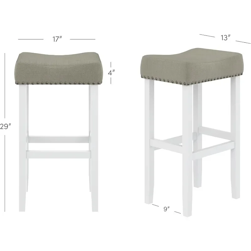 Nathan James Hylie Nailhead Wood Height Kitchen Counter Bar Stool, suitable for bar counter, easy to assemble