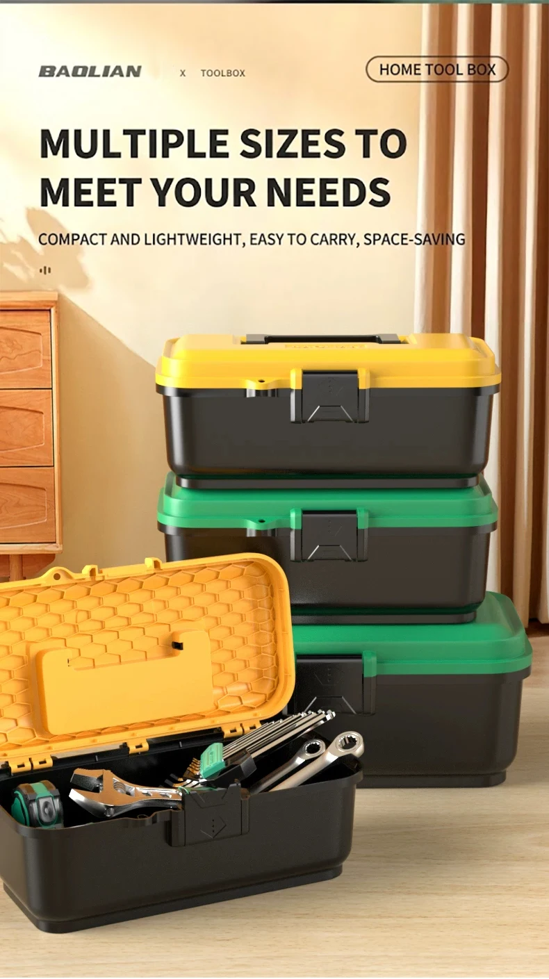 BAOLIAN Industrielle, minimalistische, tragbare Werkzeugkiste für Zuhause, Autoreparatur, Hardware, Elektriker, Aufbewahrungsbox, modisch – Detail 16