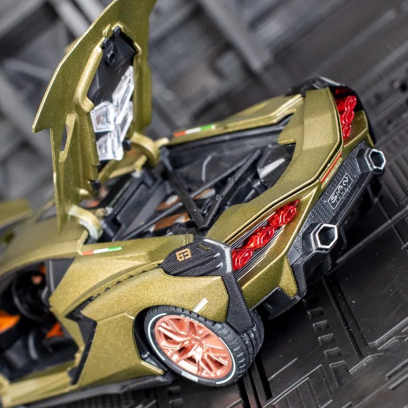1:24 coleção de ornamentos de modelo de carro de liga asiática Lamborghini, portas e capô do motor, porta-malas pode ser aberto, presentes de brinquedos infantis