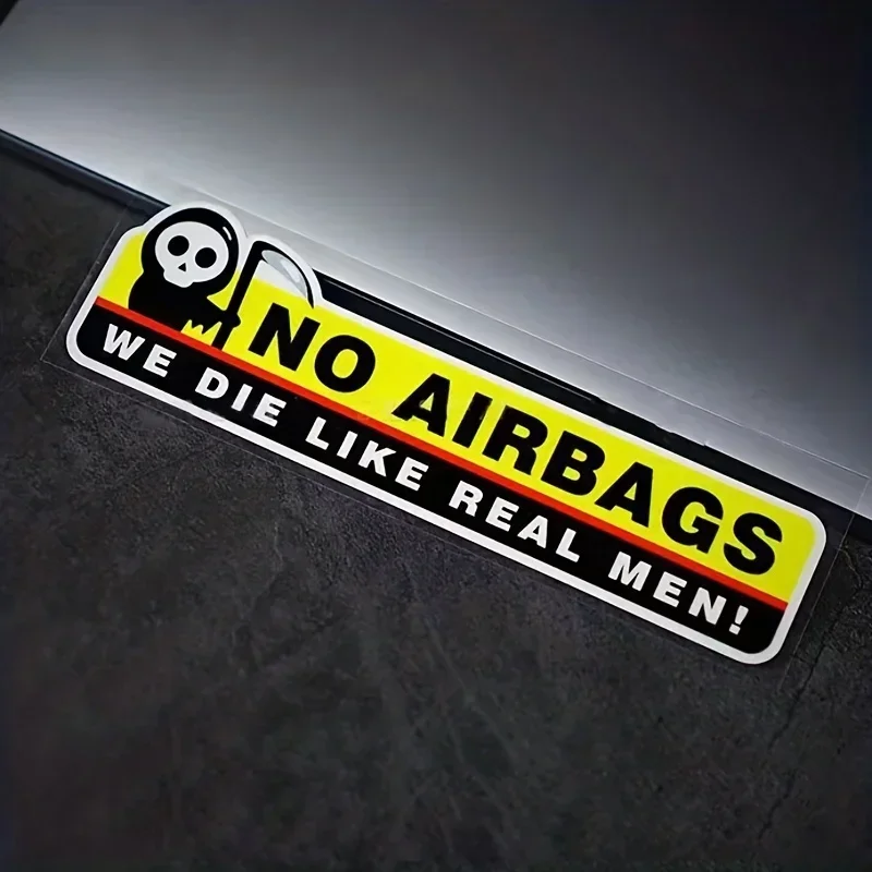 2PCS Funny "Warning: No Airbags" Car Sticker - Vehicle Safety Joke Decal, Humorous Auto Exterior Decor, Easy to Apply