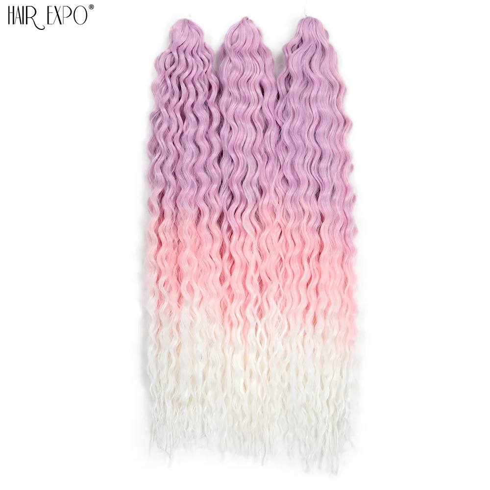 22" Ariel Curl Häkelhaar Synthetische Tiefe Welle Geflecht Haarverlängerung Ombre Ariel Curl Haar Weiche Wasserwelle Twist Haar Blond Rosa – Detail 21