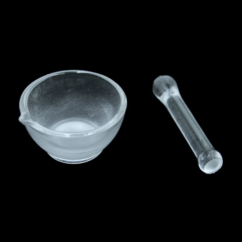 Glass Mortar and Pestle Set 60 90 120 Mm Lab Grinding Bowl for Science Classroom Chemistry Herbal Prep