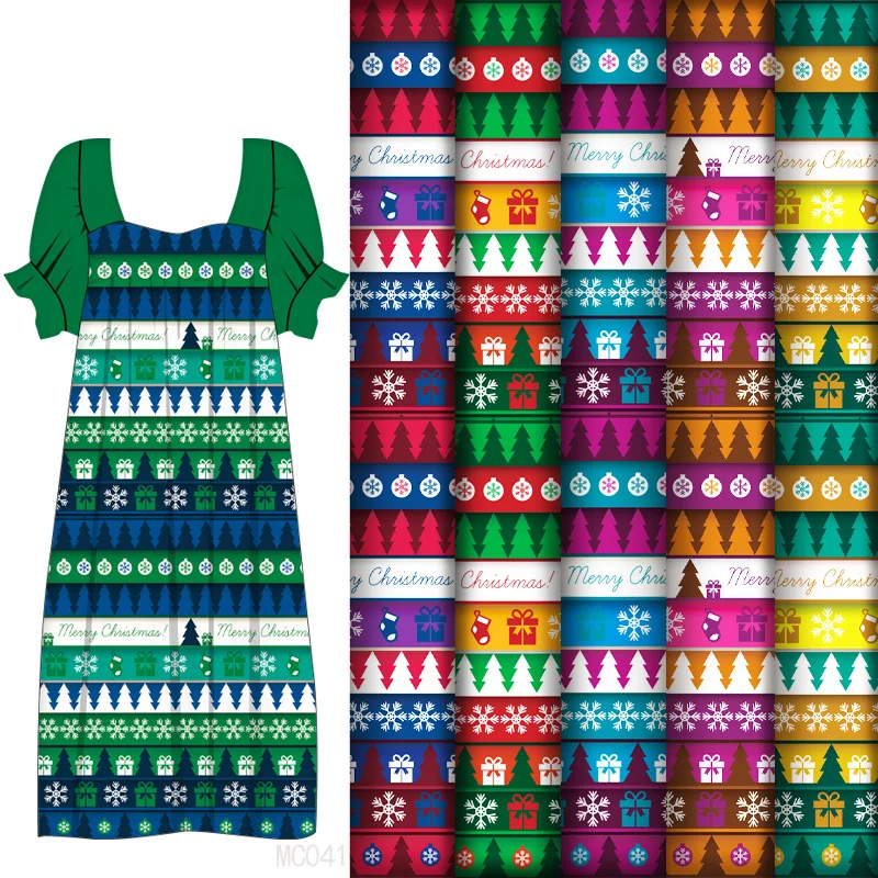 

Henry Textile New Design 100% Polyester Christmas Traditional Printed Fabric For women clothes