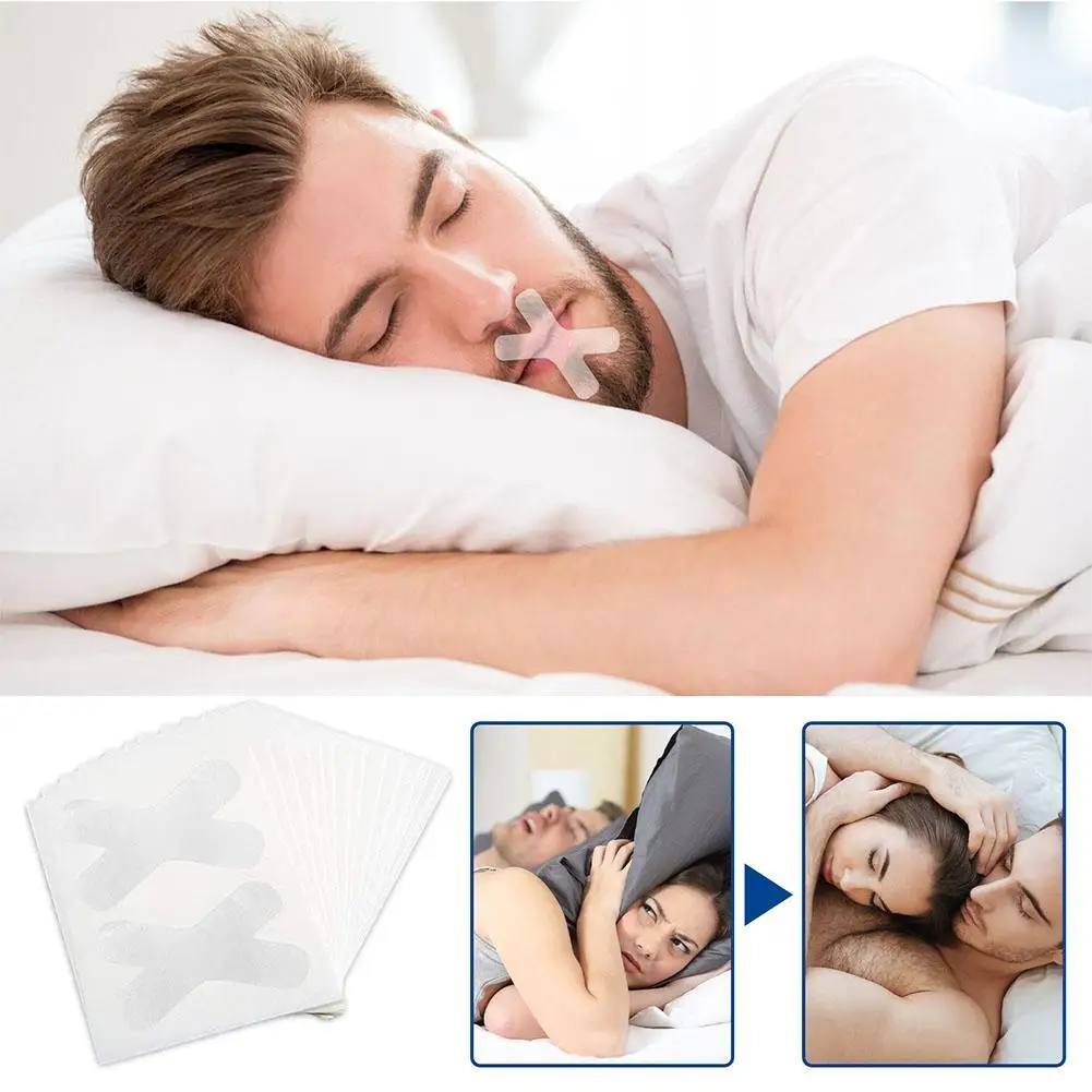 10PCS Anti Snoring Mouth Tape Transparent Breath Nasal Strips Right Aid Stop Snoring Nose Patch Good Sleeping Aid Mouth Guard