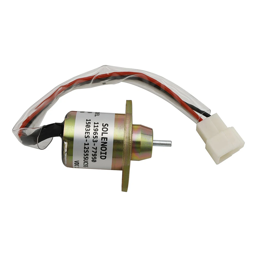 Engine Shutdown Solenoid For Yanmar Takeuchi=Kubota Fits 119653-77950 1503ES-12S5SUC5S 3TNE84 12 Volt Metal Body