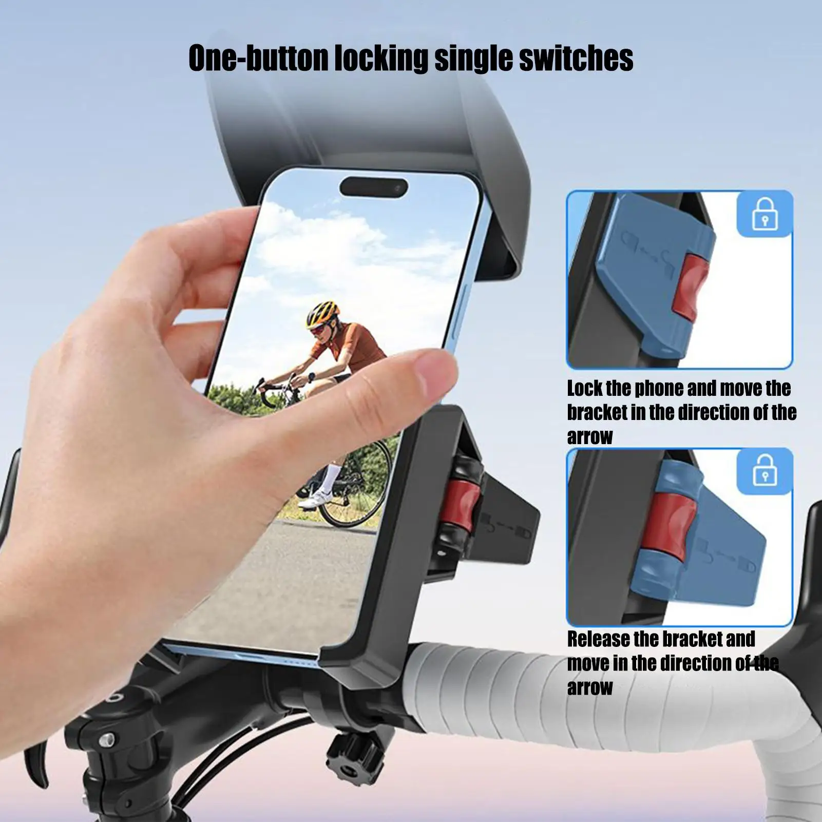 Motorcycle Phone Mount 360 Degree Rotating Scooter Phone Stand Anti-Shake Rain-proof Handlebar Phone Mount For Fitness Trail