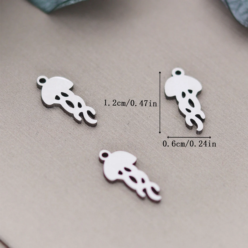 3pcs Stainless Steel Funny Jellyfish DIY Charms Pendants Ocean Animals Jewelry Make Gifts For Women Girls Necklace Accessories