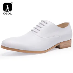 3CM Heels Men Wedding Shoes Genuine Leather White Black Oxford Dress Business Suit Shoe Lace Up Point Toe Formal Shoes Handmade