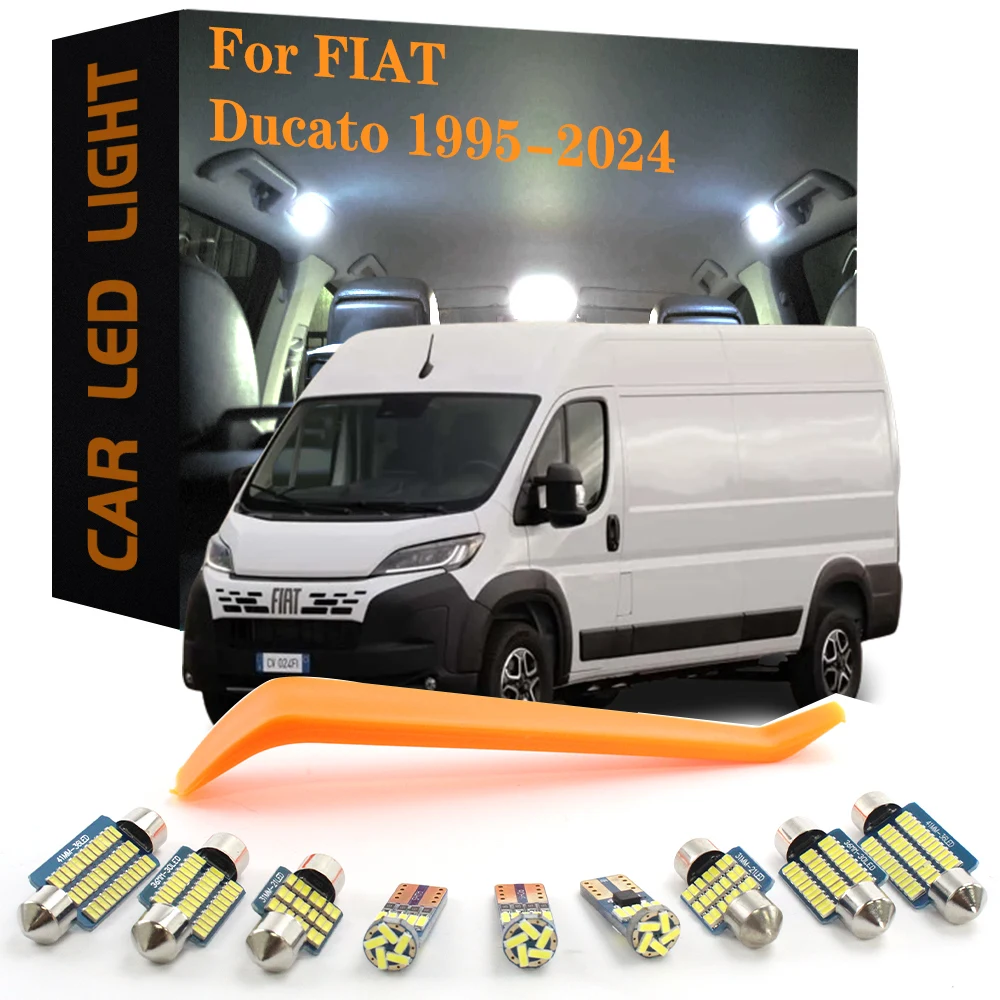 12pcs Canbus Car Accessories LED Interior Lights For Fiat Ducato 1995-2024 No Error Auto Lamps Bulbs Kit