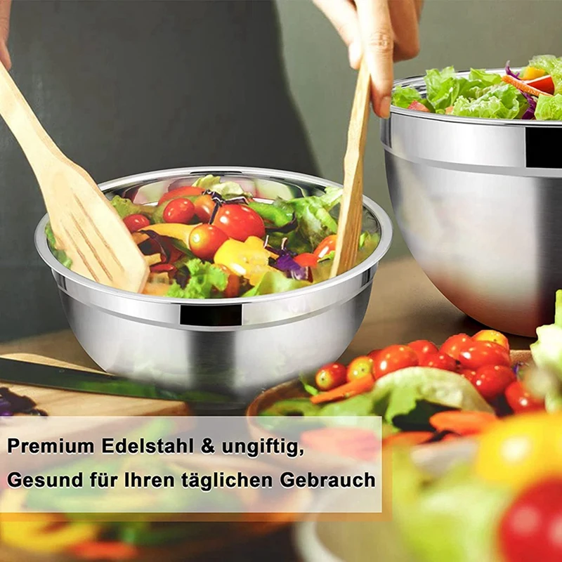 15 Pcs Mixing Bowl,Stainless Steel Stackable Salad Bowl With Airtight Lid,Serving Bowl For Kitchen Cooking Baking,Etc