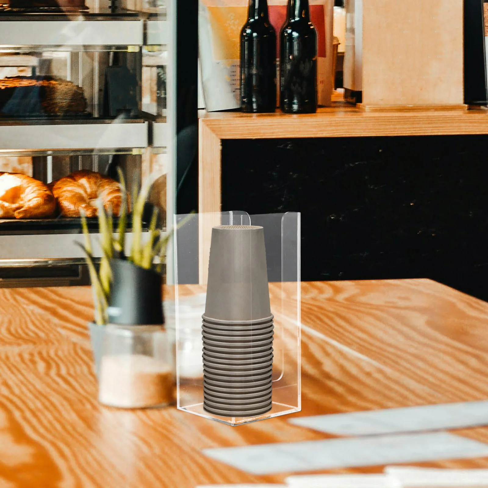 

Versatile Acrylic Paper Cup Holder Desktop Organizer for Lids and Cups Space Saving Design Paper Cup Holder for Countertop