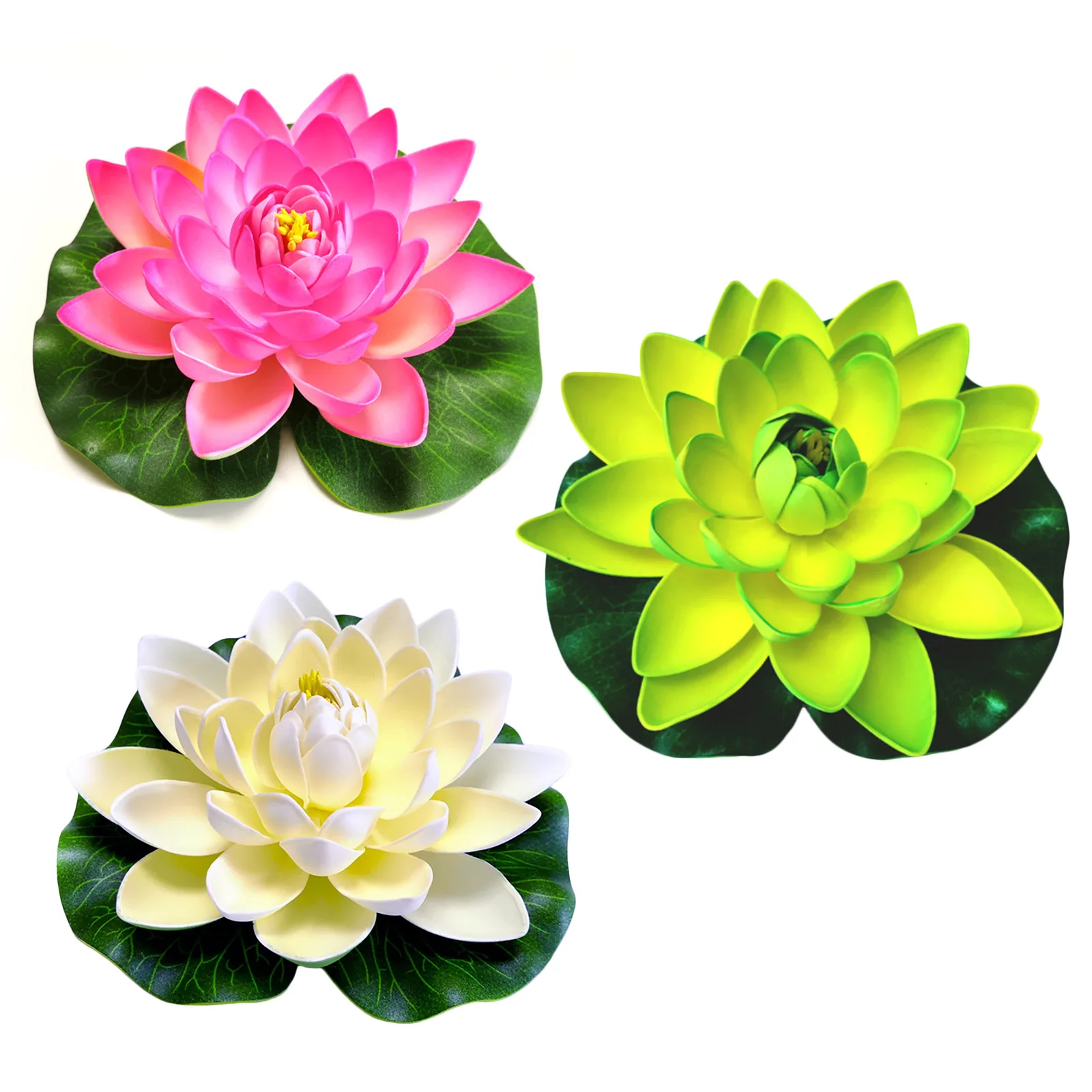 18cm Artificial Lotus Fake Floating Water Lily Plant Leaf Pool Fish Tank Ornaments Multicolor Outdoor Garden Landscape Decora