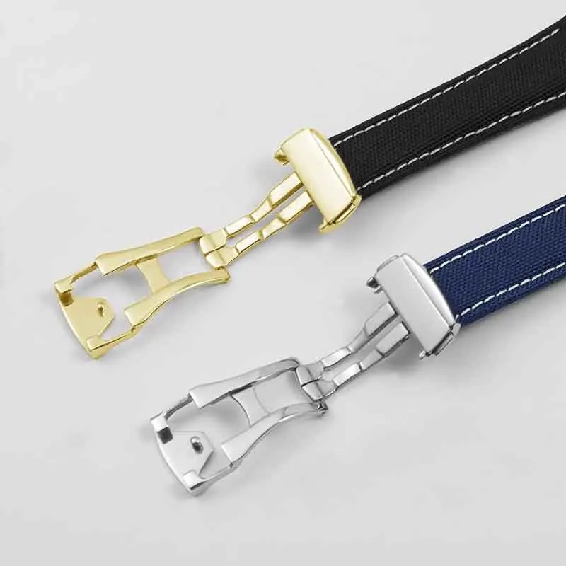 Correa de reloj para Omega Speedmaster Snoopy 310, correa de reloj inferior de piel de vaca de lona, nueva correa de reloj de nailon Seahorse AT150 de 19mm y 20mm