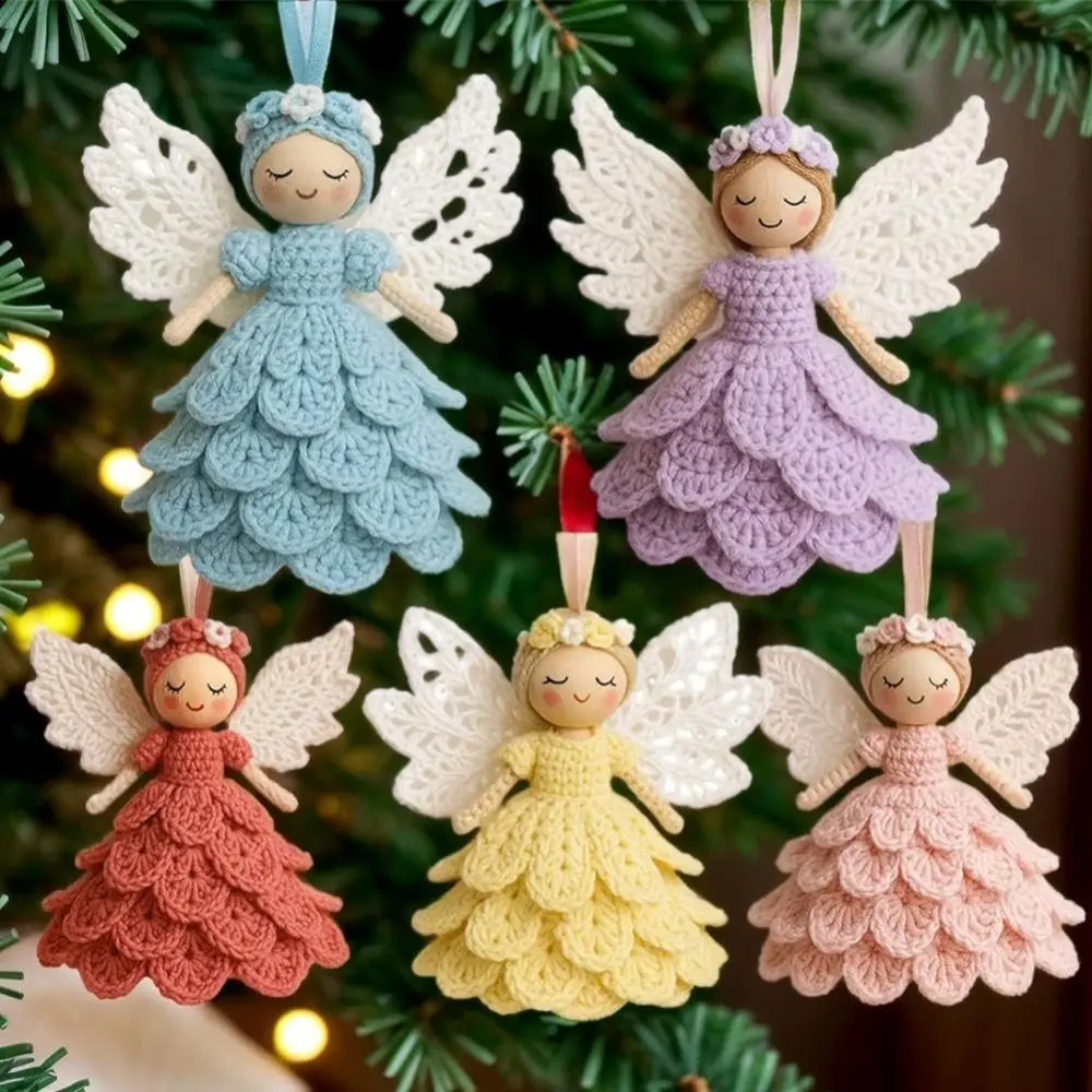 Kit diy de crochê anjo ornamento kit fácil starter artesanato pendurado ornamentos crochê boneca ornamento criar seu próprio kit de artesanato de crochê