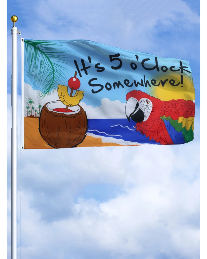 60×90 90x150 120×180CM Its 5 Oclock Somewhere parrot Flag Polyester Printed Banner Tapestry For Decor