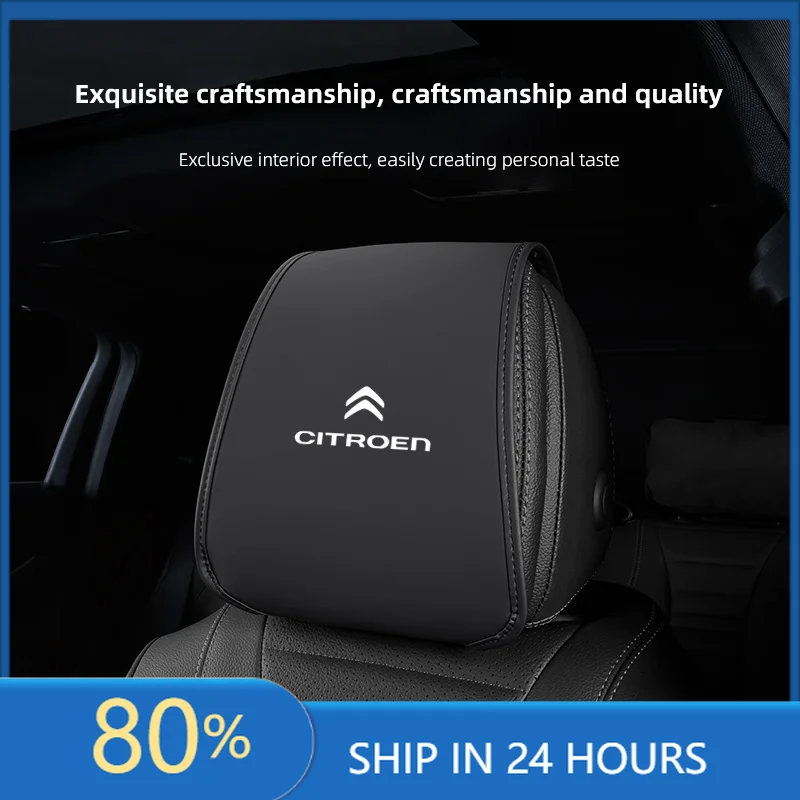 

Car Stickers Car Seat Headrest Cover Leather Protective Case For Citroen C3 C5 AIRCROSS C5X C4 Cactus E-C4 X E-C3 Berlingo C-Ely