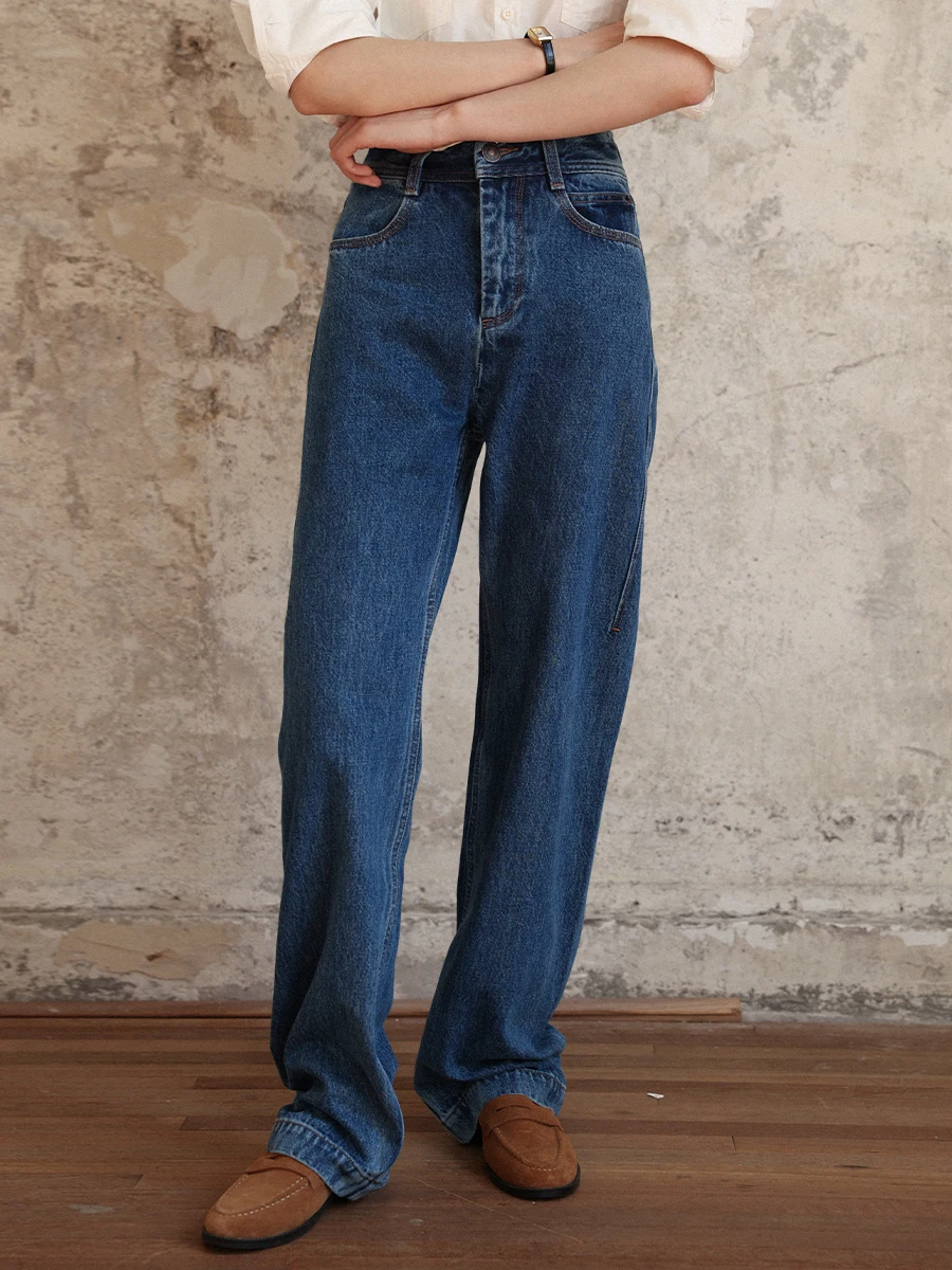 

MUNNS Original Vintage Women's Jeans Loose Casual High Waist Straight Leg Pants Wide Leg Trousers for Early Spring