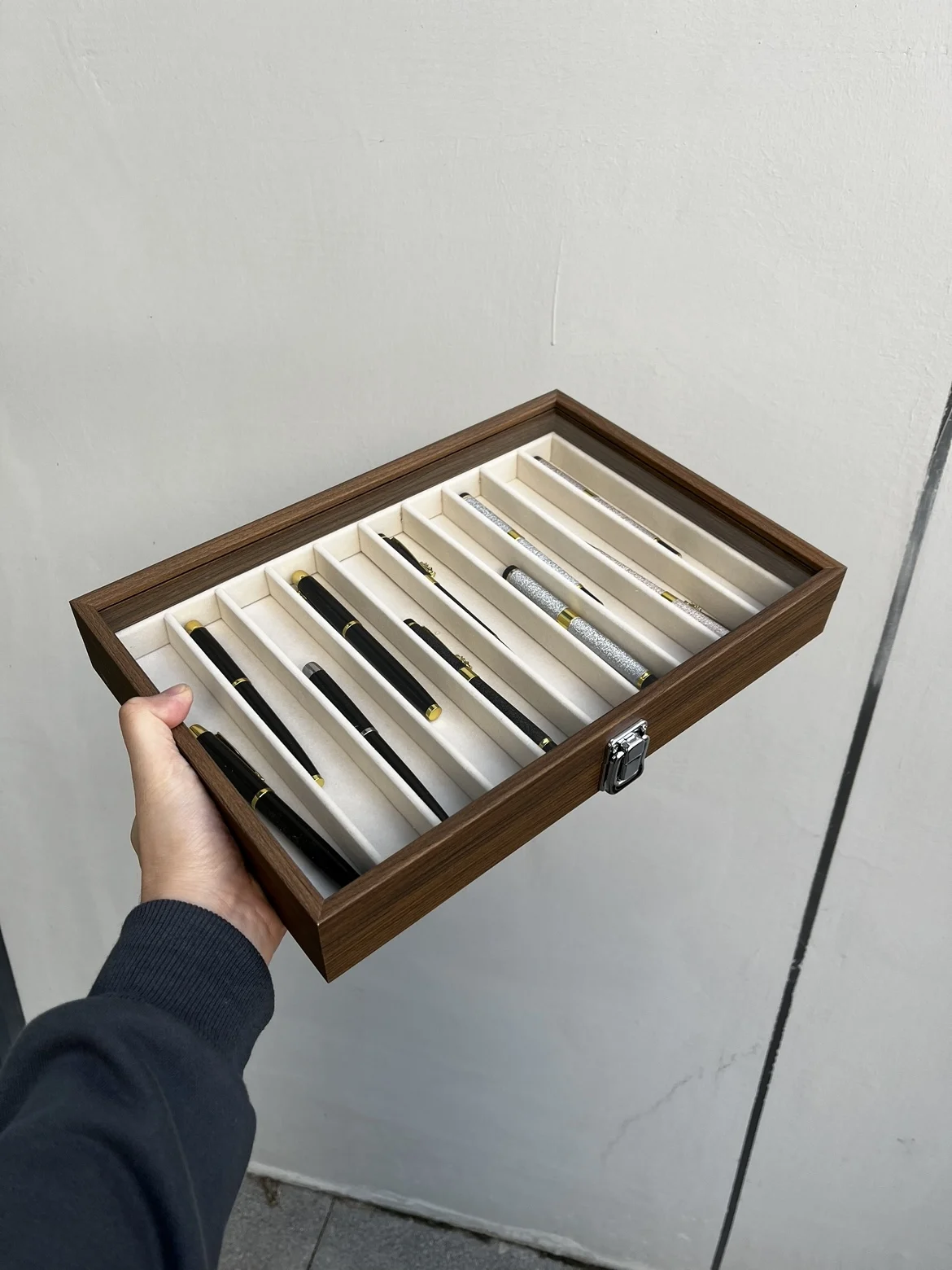 multi-grid-pen-storage-box-black-walnut-wood-grain-home-pen-display-stand-box-pen-storage-gift-box-retro-nordic-style-desktop