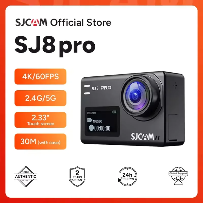 WOJO J8PRO 4K60fps Action Camera Waterproof with OIS 170° FOV HDR 8X Slow-Mo External Mic Remote Control for Helmet Bike Snorkel